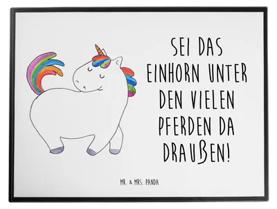 Produktbild von Mr. & Mrs. Panda Schreibunterlage Einhorn Stolzieren - Weiß - Geschenk, tischmatte, Schreibtischauflage, schreibtischunterlage, Reiter, Reiten, schreibtischunterlagen