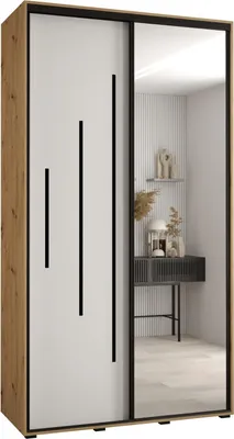 Produktbild von MEBLE KRYSPOL Cannes 13 Schrank mit 2 Schiebetüren - 205,2x140x45 cm - Artisan Weiß Schwarz