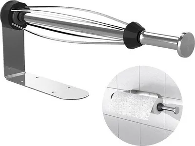 Immagine prodotto di Portarotolo da cucina in acciaio inossidabile, con effetto ammortizzante, per cucina e bagno, a scomparsa/fissabile con foratura, acciaio inossidabile