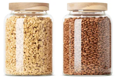 Produktbild von Set aus 2 Glas Aufbewahrungsgläsern mit Holzdeckel 1200 ml