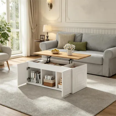 Produktbild von Couchtisch mit zwei Schranktüren Beistelltisch,Sofatisch, Kaffeetisch Schreibtisch 46 x 95 x 45 cm