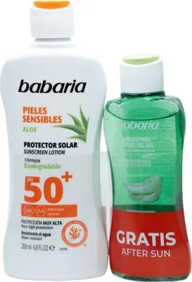 Obrázek produktu pro Babaria Aloe opalovací krém Spf50+ Voděodolný pro citlivou pleť