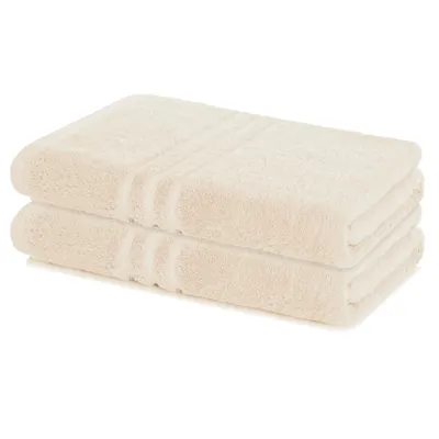 Zdjęcie produktu dla Lavea® zestaw 2 ręczników kąpielowych 100 x 150 cm bawełna, bardzo chłonny ręcznik kąpielowy duży, frotte Elena, ręcznik kąpielowy, miękki, można prać w 60 °C, można suszyć w suszarce, kremowy