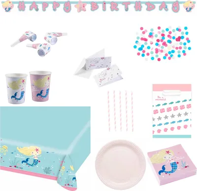 Produktbild von Partydeko Set groß Meerjungfrau für 8 Kinder