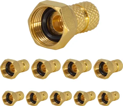 Produktbild von PremiumX 10x F-Stecker 4mm schraubbar 4,0 mm Aufdrehstecker Gold