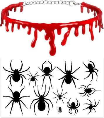 Produktbild von Karneval-Halsketten mit Tätowier-Fräßengesichtsaccessoire und Haarjuwelen für Halloween-Kostüm.