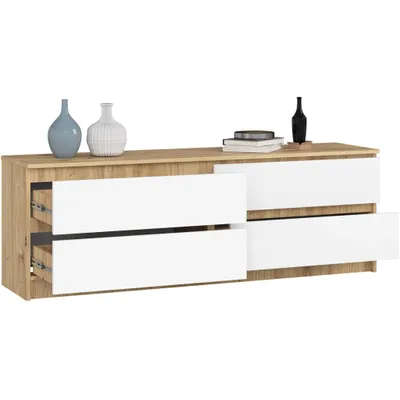 Produktbild von AKORD Furniture Factory OP0LK-1604SZ-ARTBIA, Weiß, Eiche, 4 Schublade(n), Matt, 16 mm, 71 cm, 400 mm