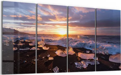 Produktbild von DEQORI Glasbild Echtglas 4x30x60 cm 'Diamantstrand' Wandbilder XXL groß