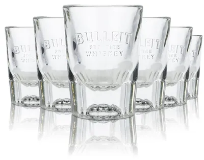 Produktbild von 6x Bulleit Frontier Glas 5cl Whisky Stamper Kurze Schnaps Gläser Set Kneipe Bar
