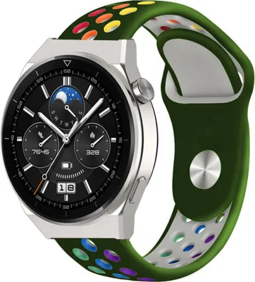 Produktbild von Strap-it Huawei Watch GT 3 Pro 46mm Sportarmband (Armeegrün Bunt)