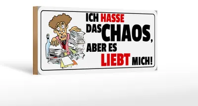 Produktbild von Holzschild Spruch 27x10cm Ich hasse das Chaos