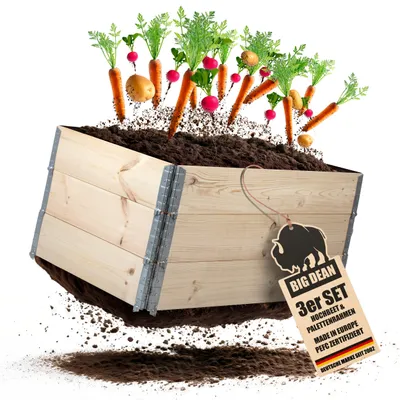 Produktbild von 3 Stück Hochbeet für Garten Holz Beet Hochbeete-Kit Palettenrahmen 120x80cm