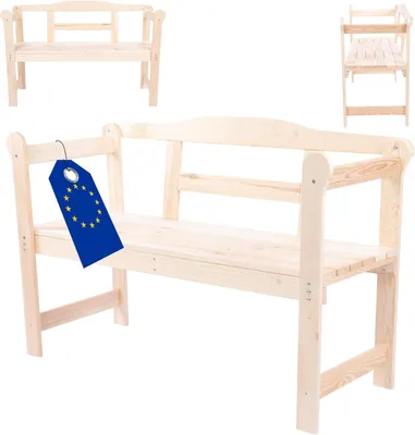 Produktbild von MODO24 Gartenbank Holz, 2-Sitzer, Friesenbank, Parkbank, Sitzbank, Massivholz, 46x118x78 cm, Natur unbehandelt, G01