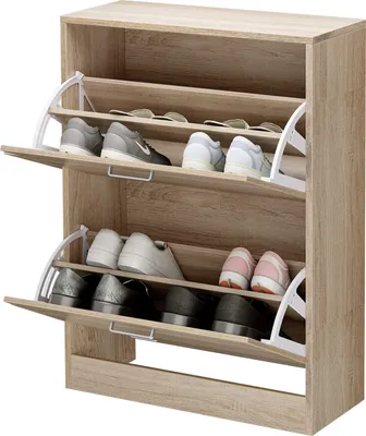 Obrázek produktu pro VASAGLE skříňka na boty se 2 chlopněmi, výklopník na boty, botník, pro 8-12 párů bot, 83,5 x 60 x 24 cm, nastavitelné a vyjímatelné přepážky, malá předsíň, přírodní barva LBC602H