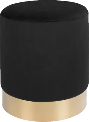 Produktbild von Gavin Fusshocker, Pouf schwarz Velour mit Messingkante.