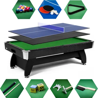 Obrázok produktu pre Biliardový stôl Vip Extra 9 FT čierno/zelený s nadstavcom ping-pong/doska
