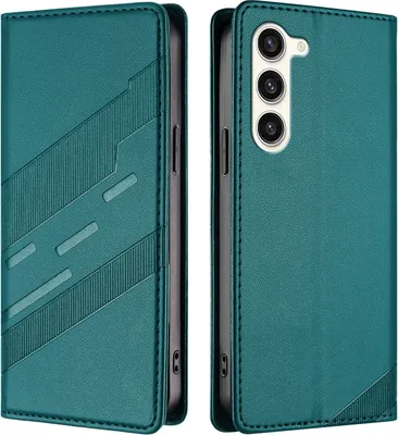 Image de Etui pour Samsung Galaxy S23, étui portefeuille en cuirPolyuréthaneavec fente pour cartes et fonction stand Grün