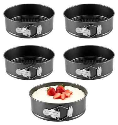 5er-Set Springformen rund 20 cm, Antihaft, Karbonstahl, schwarz