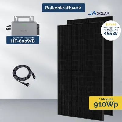 Produktbild von Balkonkraftwerk 800W mit 2 PV Modul JA Solar und Hoymiles