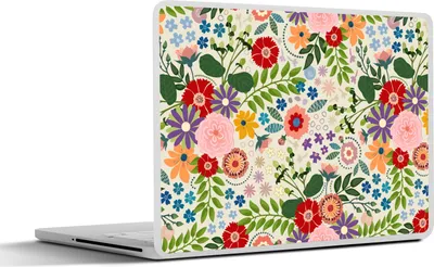 Produktbild von MuchoWow® Laptop Aufkleber Sticker Cover Blätter - Blumen - Design 30x22 cm - Laptop-Sticker