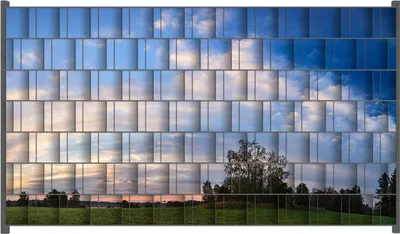 Produktbild von Wallario Zaunsichtschutz mit Motiv Morgenhimmel über Wäldern und Wiesen für Ein- und Doppelstabmatten Zäune in der Größe 250 x 140 cm