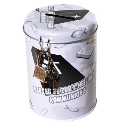 Produktbild von 1 SPARDOSE ZUR KOMMUNION SPARBÜCHSE M. SCHLOSS 11 x 8,5cm GESCHENK DEKO