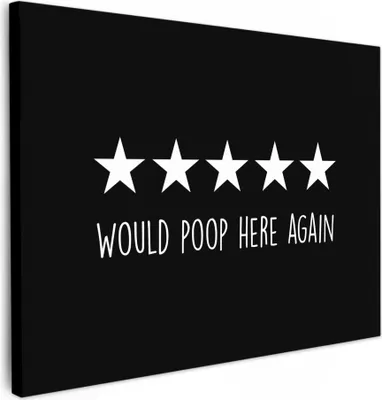 Produktbild von MuchoWow® - Leinwandbilder - Zitate - Würde hier wieder kacken - Humor - Schwarz - Sprichwort, Wandbild, Wanddeko Bilder Wohnzimmer, 40x30 cm