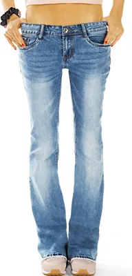 Produktbild von BE STYLED Bootcut Jeans Hose Medium Waist Damen Schlagjeans in Stretch Slim Fit Passform, denim, 42 / XL