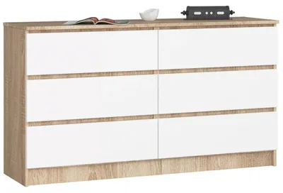 Obrázek produktu pro Široká šuplíková komoda SAVRILA - dub sonoma / bílá