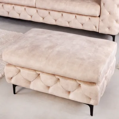 Produktbild von riess-ambiente Chesterfield Sitzhocker MODERN BAROCK 90cm champagner Samt Fußhocker