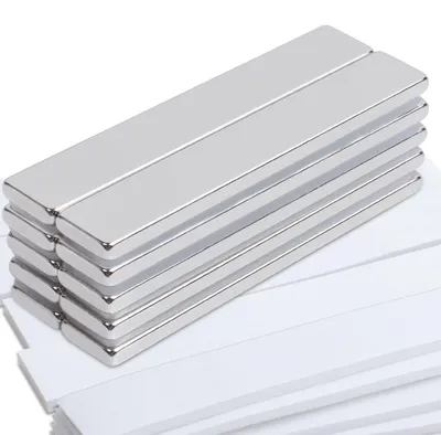 Zdjęcie produktu dla Zestaw magnesów neodymowych - 10 mocnych, samoprzylepnych magnesów o wymiarach 60 x 10 x 3 mm, idealnych do kuchni i biura