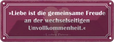 Produktbild von vianmo Blechschild 10x27 cm Liebe ist die gemeinsame Freude Spruch Zitat