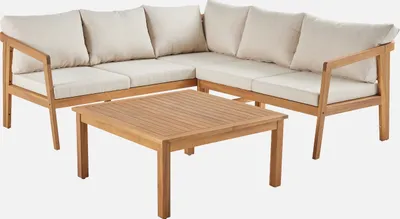 Produktbild von sweeek - Gartenmöbelset aus Akazie für 5 Personen - Beige