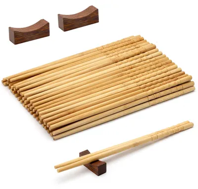 Produktbild von Essstäbchen aus Bambus - 30 Paar wiederverwendbare Kochstäbchen - Spülmaschinenfest - Naturfarben