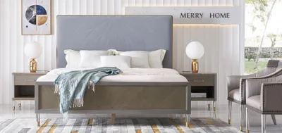 Immagine prodotto di Letto in pelle letto matrimoniale grigio 180x200 letti imbottiti struttura letto matrimoniale