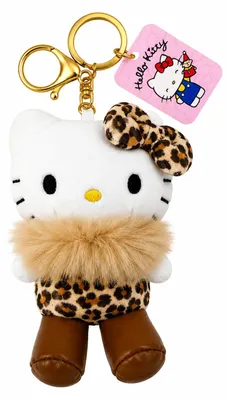 Produktbild von Hello Kitty Plüsch Schlüsselanhänger 10 cm Leo braun Taschenanhänger Kuscheltier Plüschtier Bagclip Stofftier Anime Plush Cute Plushie Halloween Weihnachten Geschenke für Kinder