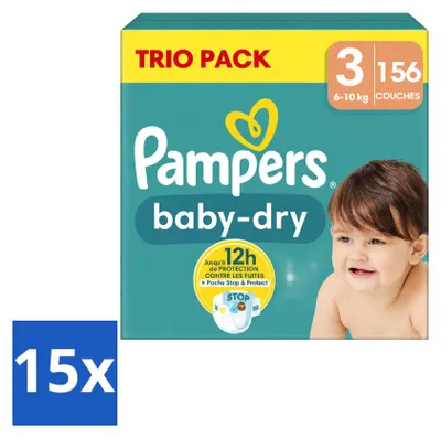 Produktbild von 15 x Pampers Baby-Dry Windeln Größe 3, 6-10 kg - Vorteilspackung - 15 Stücke