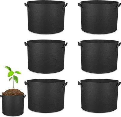 Image de Sac en tissu noir de 11,4 litres avec poignées, pour les tomates et les légumes