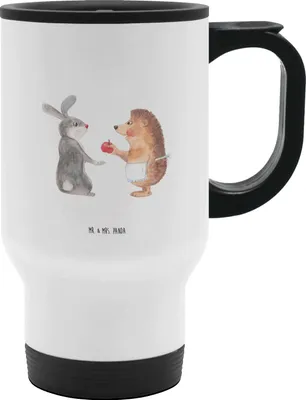 Produktbild von Mr. & Mrs. Panda thermosbecher Hase Igel - Weiß - Geschenk, Liebe Spruch, und, outdoor thermobecher, To Go, Trösten, Tiere, Herzschmerz, Auslaufsicher, To-Go-Becher