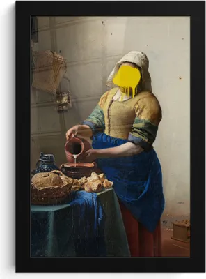 Produktbild von MuchoWow® MuchoWow® Gerahmtes Poster Milchmädchen - Johannes Vermeer - Gemälde 20x30 cm - Poster mit zchwarzem Bilderrahmen - Drucken - Bilder Poster im Rahmen