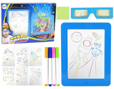 Produktbild von LeanToys Magische 3D Leuchttafel mit Brille Blau