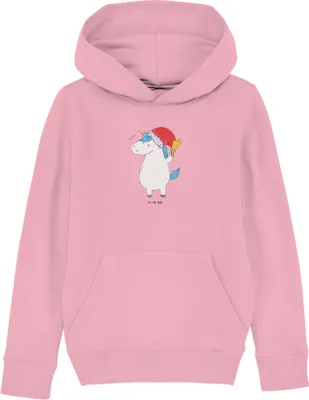 Produktbild von Mr. & Mrs. Panda Kinderpullover Einhorn Weihnachtsmann 7-8 Jahre (122/128) - Baumwolle Pink - Geschenk, Nikolaus, Wunschzettel, Kinderbekleidung, Sweater, Schokolade, Hoodie