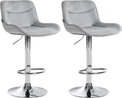 Produktbild von 2er Set Barhocker Vonore Samt chrom grau