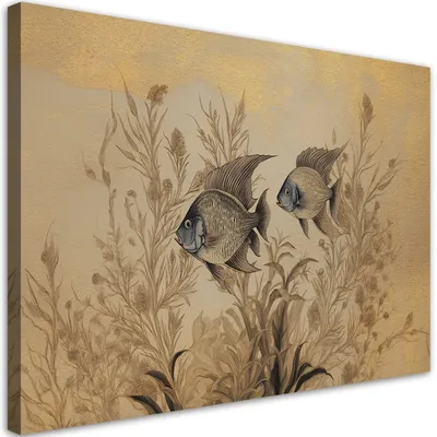 Produktbild von Leinwandbild für Schlafzimmer Boho-Fischschleier 120x80 Feeby Beige bild für die wand bereit zum aufhängen