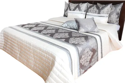 Produktbild von Tagesdecke »Orient«, Bettüberwurf 3-Tlg. Set mit Kissenbezügen in grau-creme 260x240 cm