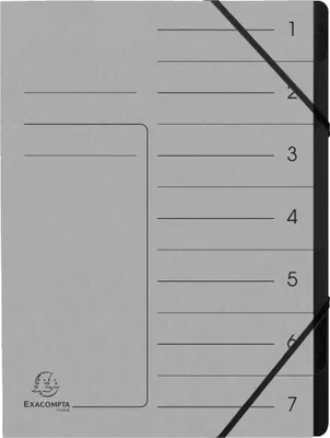 Image de Exacompta 10x Trieur agrafé noir 7 compartiments A4 Gris 540711E
