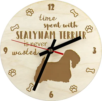 Image de Sealyham Terrier horloge en contreplaqué plus grand Art-Dog