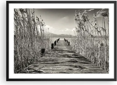Produktbild von Gerahmtes Poster - Schwarzer Rahmen - Brücke Pier Sepia - 70x50 cm - Wand Bild - Wanddeko - Wandbilder - Kunstposter - Wandposter - Bilderrahmen - Bilder - Kunstdruck - P2BAA70x50-4928