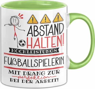 Produktbild von Fußballspielerin Tasse Geschenk Lustig Abstand Halten Hochleistungs-Fußballspielerin Mit Drang Zur Perfektion Bei Der Arbeit (Grün)