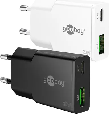 Produktbild von 20 W USB-C PD GaN Dual-Schnellladegerät Slim schwarz